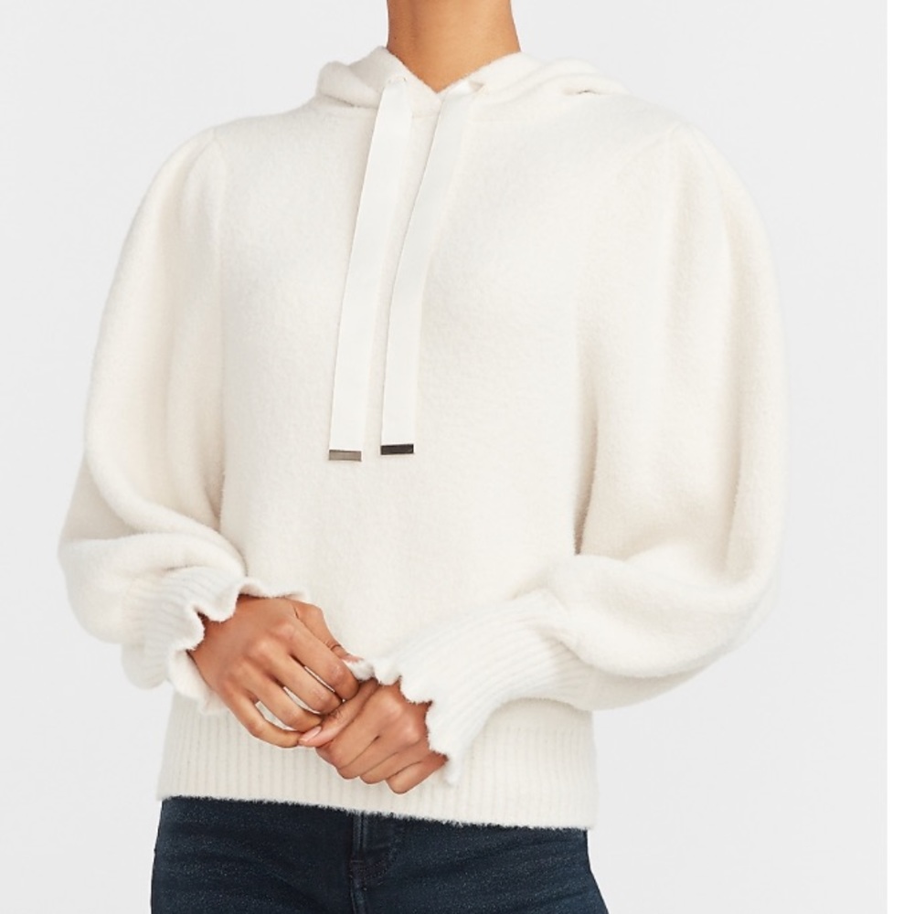 Express puff sleeve hooded sweatshirt